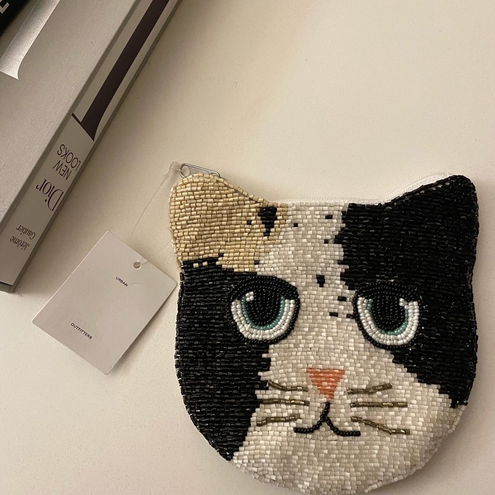 beaded cat coin purse